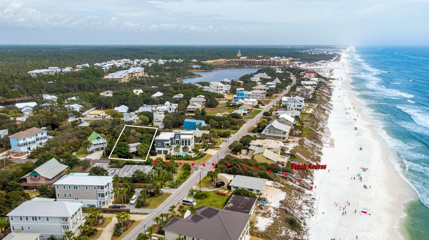 Just 53 Steps from this Spacious 1/4 acre Lot and you step on to the Pristine Beaches of Blue Mountain Beach. From this Exclusive lot you can either Build Your Florida Dream Home with Panoramic Gulf Views or fluff and buff the Old Florida Cottage with the XL screen porch that looks out to the Gulf with the amazing breezes. Either way this lot offers Plenty of Room for a Resort Size Pool, Entertainment Space, Home and a Great Deal of Parking. The home next door Sold for $2,850,000 two years ago. Private, Prestigious, Highest Elevation along 30A are among just a few of the descriptions that can be said of this small little beach community along Blue Mountain Beach Road just off of 30A and Rt 83. Walk to the Blue Mountain Creamery and Bakery, Redfish Village, Blue Mabel, Yoga, Spas etc.