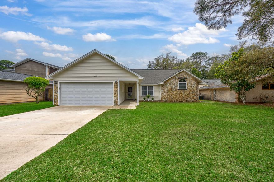 Welcome to this pristinely kept Bluewater Bay POOL home featuring 3 bedrooms, 2 baths with an In-ground gunite pool & extended sunroom and patio! Located on a quiet street -NO HOA! Home features LVP flooring, newer carpeting in bedrooms and a large open living space perfect for entertaining! The Spacious master suite has everything you could want including a walk-in closet, sky light, soaker tub, private water closet, stand up shower & double vanity! Located 5 minutes southeast of Niceville and just 7 miles via the Mid-Bay Bridge from Destin's  famous emerald waters & white sandy Beaches! Other features include an updated irrigation system, gutters, 2021 Roof, Tankless HWH 2021, HVAC 2022, Salt water pool system 2021. Call your favorite realtor to schedule a showing today!