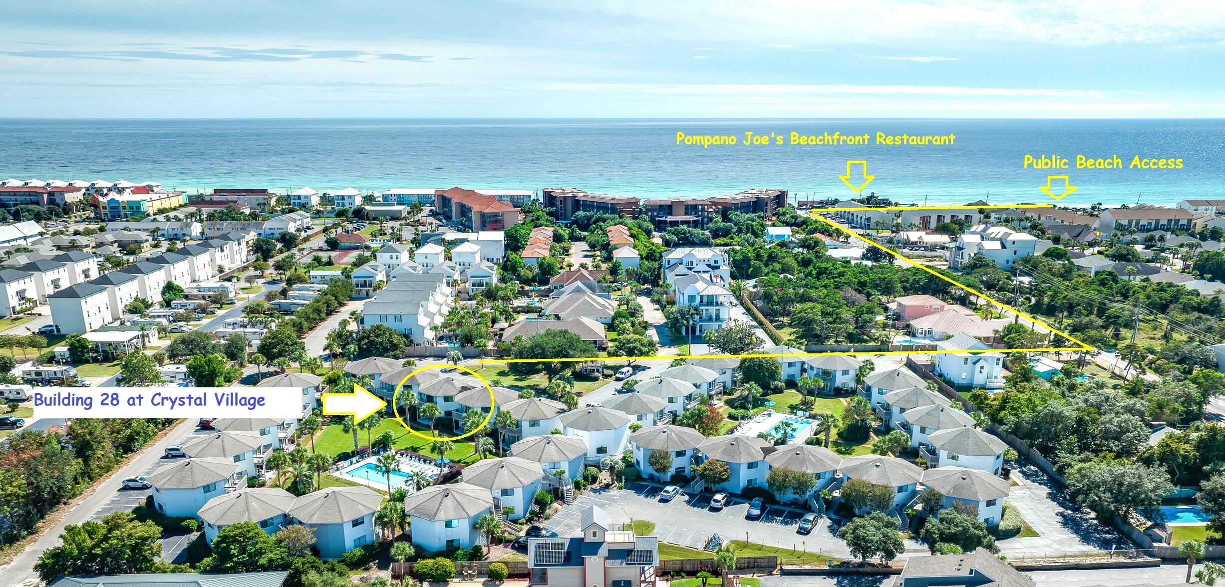 Have To See This Furnished 2 BR Condo in Miramar Beach. What A Price!! Kitchen w/ Granite Counters & Updated Appliances. Primary BR w/ King Bed Is So Nice. Updated Primary Bath w/ Granite Vanity & Modern Step In Shower. Guest BR Beautifully Updated w/ Queen Sized Bed. Guest 2nd Bathroom Refreshed. Updated Flooring Throughout. Deck Off LR Overlooks Pool & Greenspace. Convenient Stack Washer/Dryer. HVAC & Hot Water Tank Have Been Updated. Sleeper Sofa In LR For Added Sleeping Capacity. Plantation Shutters. Ground Floor w/ Reserved Parking Right Outside. Building #28 Located On South Side Of Complex, Nearer To The Beach. Community Room In Center Of Complex. Just A Few Blocks To Beach-Front Miramar Park & Pompano Joe's Restaurant. Make Your 2nd Home Or Vacation Rental. Call Today To View!
