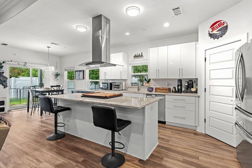 Experience unparalleled quality and detail in this stunning home in the Commanche subdivision of Fort Walton Beach. Built in 2019, this meticulously maintained residence still feels like new and stands out as one of the best-built homes in its price range, offering exceptional value and craftsmanship. Designed with modern living in mind, the large, light-filled open concept plan features high ceilings, recessed LED lighting, and wood-look vinyl plank flooring throughout. The gourmet kitchen is a chef's dream, boasting deep, full-extension industrial strength soft-close drawers, designer fixtures, stainless steel appliances and a large walk-in pantry. The master bedroom offers a serene retreat with an incredible ensuite bathroom with a double vanity, enclosed toilet, garden tub, walk-in shower and a spacious walk-in closet. Additional highlights include a safe room/laundry room and a comprehensive fire suppression system for added peace of mind. Enjoy the Florida lifestyle with covered front and back porches, perfect for relaxing or entertaining. This home is conveniently located minutes from Fort Walton Beach Medical Center, Lowe's, Walmart, and just a short drive to the beautiful gulf beaches. Its proximity to Eglin AFB and Hurlburt Field AFB makes it an ideal choice for military families. With no HOA dues and a focus on quality and modern design, this home is a rare find. Embrace the opportunity to live in a beautifully crafted home that offers comfort, convenience,and style in one of Fort Walton Beach's most desirable communities.