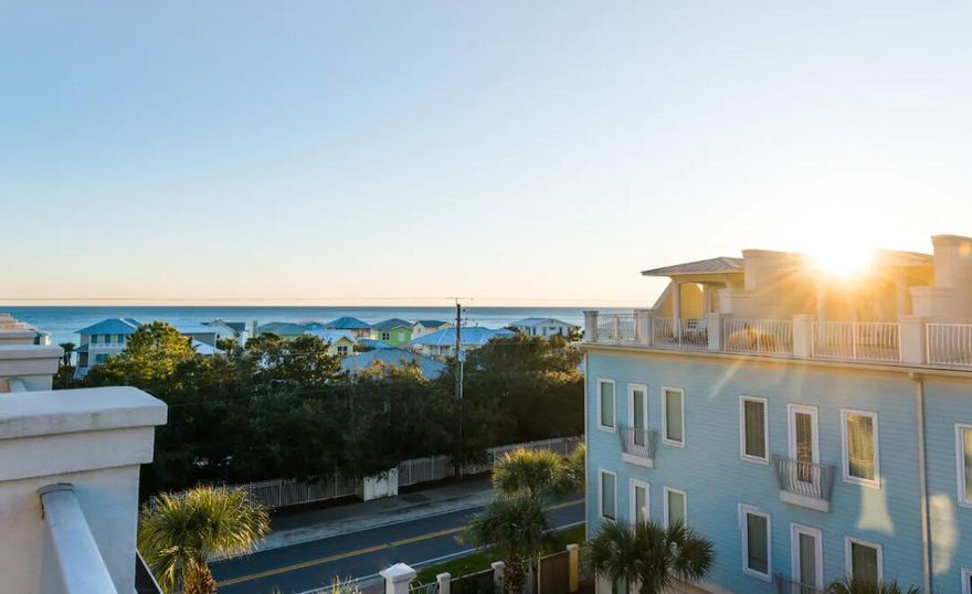 Prime location on 30a, Summer Place offers roof top gulf views and spacious accommodations.. A proven popular vacation rental with a heated pool in the complex. Three levels of living space, 4 bedrooms and 4 baths,, 10ft ceilings accented with crown molding, hardwood and granite throughout;, added coffee bar and one car garage. Property conveys furnished as seen. Enjoy all restaurants, shops and of course ~ just steps to the beach.