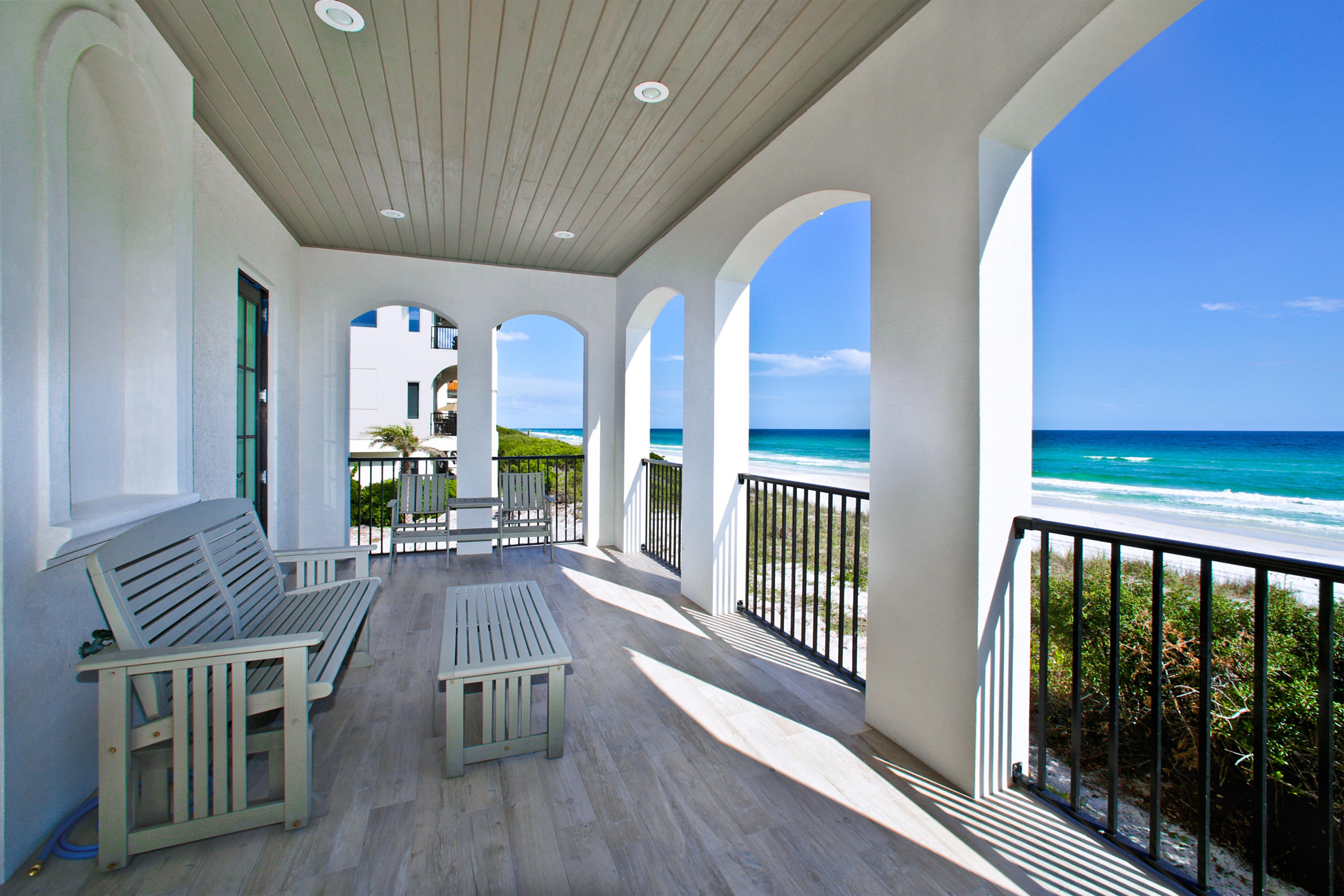 There is a contract in place with a 72 hour kick-out clause.If your idea of relaxing includes up close and personal views of the emerald gulf waters and beach sand at the edge of your veranda, this is the luxury villa for you. The living and dining space is flanked on three sides with windows. The views to the horizon are breathtaking, and the interior is striking for natural daylight with crisp white interiors and wood beams across the ceiling. Doors open on two sides to covered porches that beckon in all seasons for all reasons -- solitude, entertaining, dining, relaxing. The fireplace will take off the chill of a cool evening, and no expense was spared in an open kitchen with lavish appliances.