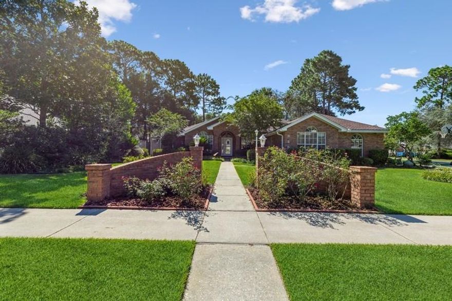 Beautiful brick home in the highly desired Rocky Bayou Estates. Split floor plan with 4 bedrooms, office and 3.5 baths. Large corner lot (.43 acre).  This home has had many updates to include new paint throughout including trim, popcorn ceilings removed, new wood look tile flooring, all gold fixtures replaced and storage shed added. The large open kitchen boast granite counters, maple cabinetry, newer stainless appliances and walk in pantry. Center island with power.  Guest suite has a full bath with door leading to screen porch, perfect for a pool. Heated and cooled Florida Room. 3 car garage. Major systems have been replaced to include roof in 2016, 2 hot water heaters in 2015, HVAC system in 2015 with UV sensor and new attic ducting in 2018. This home is an absolute must see!