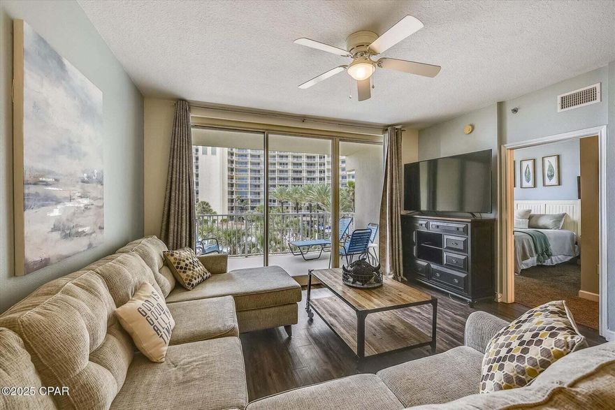 Fully furnished 3BR/3BA Gulf-front condo at Shores of Panama! This spacious unit features 1,525 sqft, a custom bunk room, and the largest 3BR floor plan in the complex. Located on a lower floor for easy access--no long elevator waits. The Gulf-facing master suite offers stunning views. Enjoy granite countertops, stainless appliances, and an open living space perfect for relaxing or entertaining. Resort-style amenities include a lagoon pool, indoor pool, spa, tiki bar, gym, and direct beach access. Perfect as a vacation home or investment!