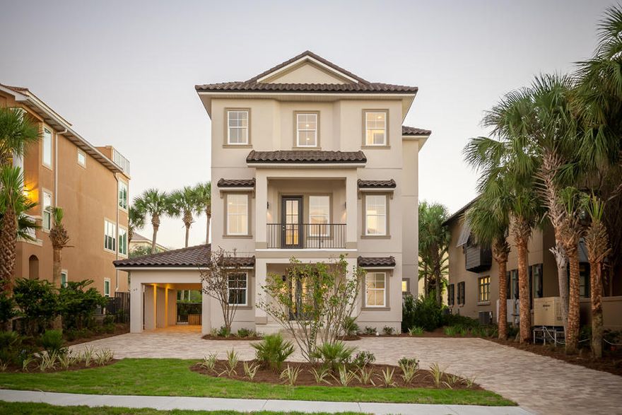 Projected rental income of $137,191.50. This gorgeous new construction home is located on a premier lot in the gated community of Destiny East and is ready to move in! The first floor features 3 spacious bedrooms with private baths and an elevator. The southeast bedroom could even be converted into a fun entertainment room with the french doors leading to the pool and backyard. The elegant pool with spa and fountain wraps around the home in an L-shape providing ample room for guests to enjoy an afternoon dip after a day at the beach. On the second floor you will find an open floorplan including kitchen, dining space and living room. Attractive contemporary fixtures complement the stainless KitchenAid Appliances, granite counters and subway backsplash. Home is being sold fully furnished.