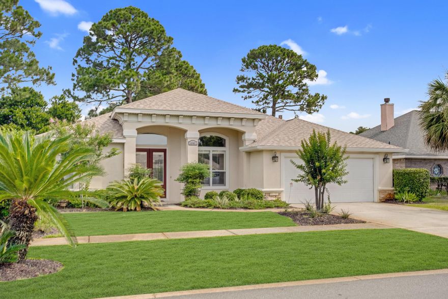 Beautiful 3-bedroom, 2-bath home located in the highly desirable Indian Lake subdivision within the heart of Destin. The kitchen features Quartz countertops, tile backsplash, stainless steel appliances, gorgeous pendant lights above the breakfast bar, cabinet under lighting, pantry, and a gas range. Tile & luxury vinyl flooring extend throughout the house, ideal for sandy beach living & easy maintenance. The split bedroom floor plan places the master bedroom at the front of the home giving it more privacy. The spacious master bedroom features a beautiful tray ceiling with cove lighting, direct access to the back patio, and a walk-in closet. The master bath offers a walk-in shower, jetted tub, double vanity, and another walk-in closet. All 3 bedrooms are generous in size & feature walk-in closets. Cozy up next to the gas fireplace in the living room or gather in the family room for a movie night. The family room offers a fantastic entertainment center with built-in shelving. The expansive back patio is partially covered which provides a nice shaded place to escape from the summer heat or dine outdoors, and the open portion of the patio is perfect for grilling. The spacious back yard is fenced for privacy and yard maintenance is included in the monthly rent, a $225 value! This home is perfectly located next to great shopping, dining, and fun entertainment options. Henderson Beach State Park is just 1 mile away where you can enjoy relaxing on the beach, fishing, hiking nature trails, camping, and picnicking. 