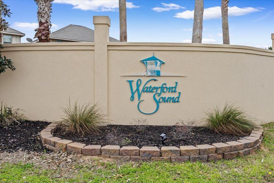 Welcome to Waterford Sound!! This 2-story brick home with 5 bedrooms, 2.5 baths with an additional upstairs living area has been immaculately maintained.  Enjoy the tiled downstairs living area, dining area, kitchen, laundry and the 2.5 baths. Granite countertops in kitchen and bathrooms. Master bedroom on the main level and 4 more bedrooms upstairs along with a second living space.  Outdoor living at its best.  The screened in porch out back opens up to a beautifully landscaped backyard complete with a jacuzzi and saltwater-Gunite pool (2023) surrounded by a custom paver-patio complete with a firepit.It's not going to last long.