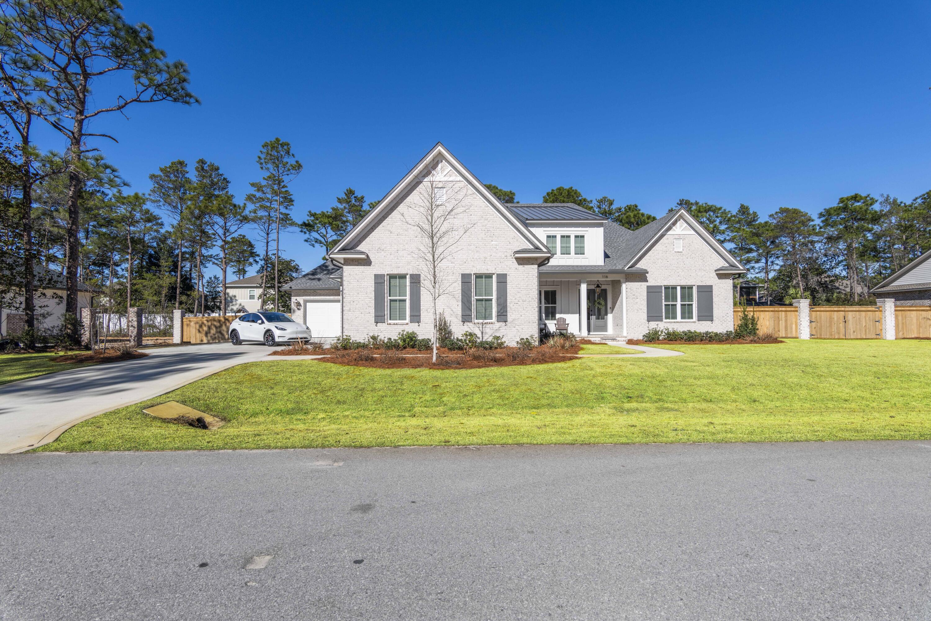 Welcome to Hunters Run situated in South Walton County minutes from the Sugar White Sand Beaches along our Gulf of Mexico coastline. This is a New Randy Wise Development with Oversized Lots in a Gated Community. This 2022 Custom built 4 Br 4.5 Ba, bonus area could also be used as a bed room, right now its set up with two twin bunkbeds and sectional, it also has its own bathroom.  This House comes move in ready with brand new Custom Furnishings and Decor. All of this has been purchased within the last few months. Every Room in the house has been furnished and decorated. The Residence is energy efficient and the Foam Insulation keeps the power Bills to a minimum. There is a Telsa/EV charger also installed in the Garage.