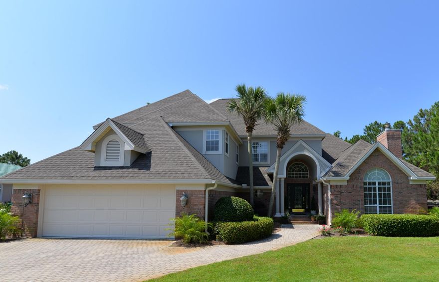 UNDERSTATED ELEGANCE describes this lovely brick home located across the street from the bay in the gated golfing community of Emerald Bay. One of the highlights of this immaculate home is the beautiful large enclosed pool in the well-manicured private back yard. Fresh neutral paint covers the interior walls making it move in ready. This home is fabulous for entertaining with wide open spaces & views of the pool from the back side & some views of the bay from the front & master bedroom. The kitchen has hard surface counter tops & master suite boasts a spacious luxury bath complete with whirlpool tub, separate shower, double vanities, & double closets. Each additional bedroom has its own private bath. Other amenities include a double garage & a nice laundry room. Some of the