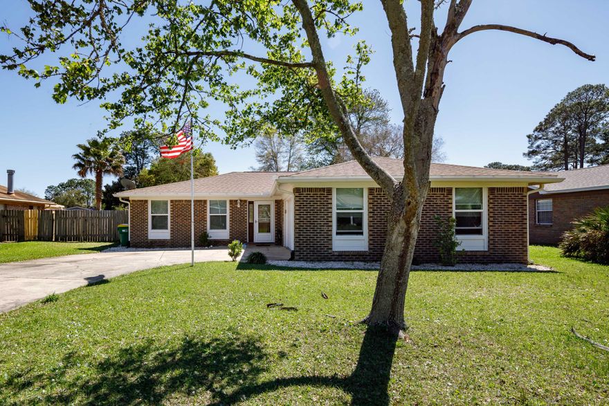 Updated 3 bedroom, 2 bathroom home in Palm Estates in Niceville, Florida! Pride of ownership shines through at your first glance from the wonderful curb appeal. Stepping inside, you will find a living room, adjacent to the updated kitchen and dining area with access to the backyard for more fun and entertaining. In the backyard you will find a large shed, fully fenced backyard, and lovely patio to enjoy the Florida weather. In close proximity to local Niceville schools, shopping, and multiple military bases, this home has so much to offer! All major systems have been updated over the last few years to include the HVAC, water heater, roof, and more, please see the features sheet for additional information. Reach out today to schedule your private showing!