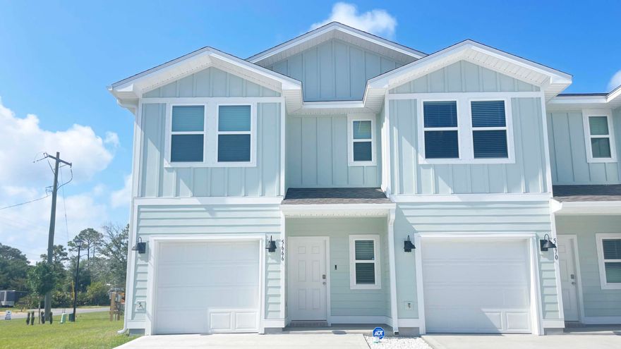 Welcome to Brittany Oaks Villas, your dream coastal retreat! Nestled in an ideal location, the Gulf Breeze Zoo is less than a mile away and the pristine white sandy beaches of Pensacola and Navarre just a short drive. The Palm plan is a 2-story townhome that boasts 3 bedrooms, 2.5 baths with an open design that is perfect for entertaining. The kitchen is beautifully presented with QUARTZ countertops, a large island bar, pantry & all stainless-steel appliances offering style & functionality. Bedroom 1 is located on the second floor as a private retreat with a spacious walk-in closet & a beautiful adjoining bath. Interior features also include EVP flooring with frieze carpet in the bedrooms and the Smart Home Connect System. Convenient & desirable location plus a hard to find, 1 car garage.