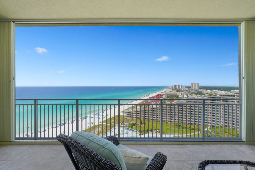 This Gorgeous 3BD/3BA Villa in Grand Dunes South Tower is perfectly situated on the 12th floor, giving it absolutely incredible views of the emerald green waters of the Gulf and sugar white sands of South Walton! It is being offered furnished, with the exclusion of personal items and a few pieces of artwork. Experience the ultimate beachfront lifestyle in this exquisite, rental restricted, 3 bedroom, 3 bathroom condo in the heart of Miramar Beach. This stunning condo boasts 2,500 sq.ft. of living space with breathtaking views of the Gulf of Mexico and offers unparalleled luxury and comfort.  As you enter the condo, you will be greeted by an open-concept living space, which is perfect for entertaining guests. The living area features floor-to-ceiling windows that let in plenty of natural light, and offers panoramic views of the Gulf. Features of this villa include: travertine flooring in private foyer, living areas, kitchen, hallways and baths, and LVP flooring in the bedrooms. The gourmet kitchen is a chef's dream with high-end stainless steel appliances with a 5 burner natural gas cooktop, soft-close drawers, granite countertops and bar, double ovens, range hood, icemaker and custom cabinetry. Other features are 9.5' ceilings, ''super quiet'' interiors, pre-wired for latest security and audio/visual for home entertainment, flush mount speakers, along with separate volume controls in Living Area, all bedrooms, and master bath, solid wood 8' interior doors leading to the Master and Gulf front guest suite. The Master Suite is a true oasis that offers: "His & Hers" walk-in closets, trayed and coffered ceilings, and a sitting area. The Master bath offers: dual granite vanities with soft-close drawers, a separate dual head shower, a spa-like jetted soaking tub with travertine surround, and a separate water closet. Step out onto the balcony and absorb the breathtaking views of the Gulf. Sip your morning coffee as you enjoy the beautiful water, or enjoy a glass of wine as you watch the sunset over the horizon. This Villa also offers an 11' deep Gulf front balcony with over 350 sq. ft of space, a built-in natural gas grill, and all protected by "Hurricane Shutters."

This luxury condo is located in one of the most sought-after communities in Miramar Beach, with world-class amenities such as a fitness center, a heated swimming pool, and a hot tub. The complex also offers direct beach access, so you can easily stroll down to the white sand beaches and emerald green waters of the Gulf.

Grand Dunes offers: "Super Quiet Interiors", 24 hour security, gated entry, lush landscaping, 2 levels of gated underground parking for owners, grand lobby, semi-private elevators leading into your private foyer, private heated pool & hot tub, Owner's Lounge with Gulf front Fitness Room, Over-flow suites for guests, 200' of deeded beach, serene streams, majestic waterfall and a Lagoon Style Gulf front pool area with Hot Tub shared by both buildings and Beach Service.

Grand Dunes is the Emerald Coast's Most Desired Rental Restricted Beachfront Development!

Call us today to schedule your private viewing of this gorgeous Villa!