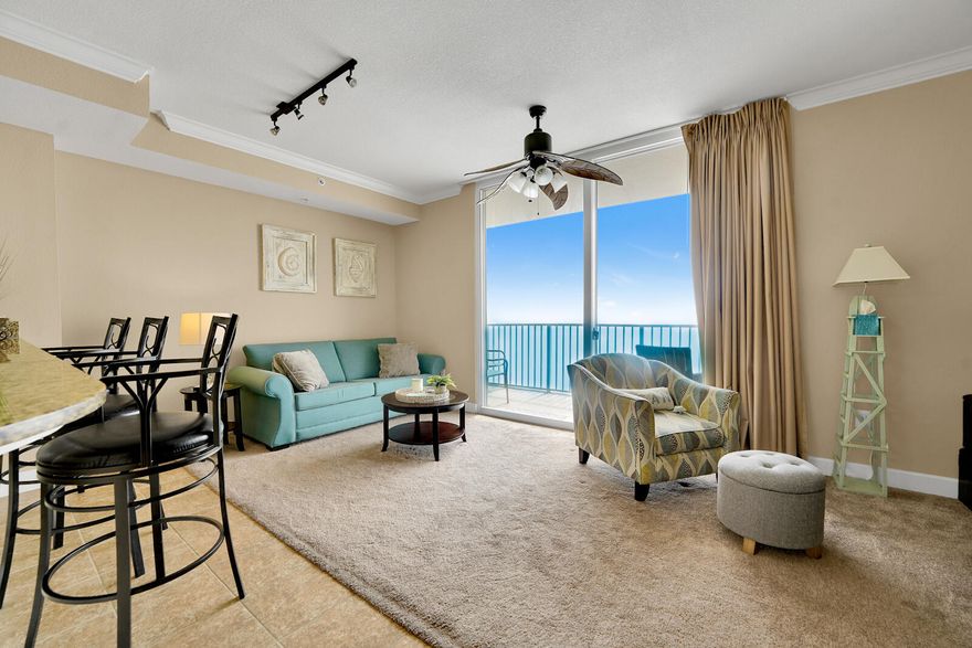 A Tidewater Beach Resort favorite! This fully furnished 1-bed, 2-bath with custom bunks ''F'' plan unit is your turnkey investment opportunity. Situated right on the Gulf, it's a rental machine bringing in $50k in 2023 and renters already on the books for 2024! One of the few units that comply with the new fire code for Short-Term Rentals (STRs), ensuring hassle-free ownership. This well maintained unit features an open living floor plan with stunning Gulf views from the living room and balcony--perfect for relaxing after a day at the beach.Tidewater Beach Resort offers two outdoor pools with hot tubs, a heated indoor pool, an onsite restaurant, a tiki bar, a fitness room, Roman spas, and even a movie theater! Don't miss out on this prime opportunity. Grab it before it's gone!