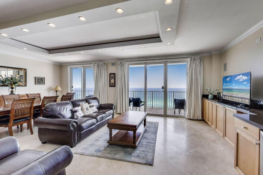 Rare gem--an over 2,200 square foot 3/3 penthouse condo in the prestigious Seascape Resort, Miramar Beach, FL, with stunning East-to-West Gulf views! This luxurious retreat in a 300-acre gated resort boasts a grand primary suite with private balcony, two spacious secondary bedrooms, a unique bunkbed room, and an open living-dining-family area, all flowing to an oversized balcony with breathtaking sugar sands and emerald water vistas. Resort amenities include golf, tennis, pools, and over 2,000 ft of private beach making it perfect for entertaining. Ideal as a primary residence, second home, or lucrative short-term rental, this fully furnished, move-in-ready masterpiece offers unmatched coastal experiences. Act fast to own paradise!