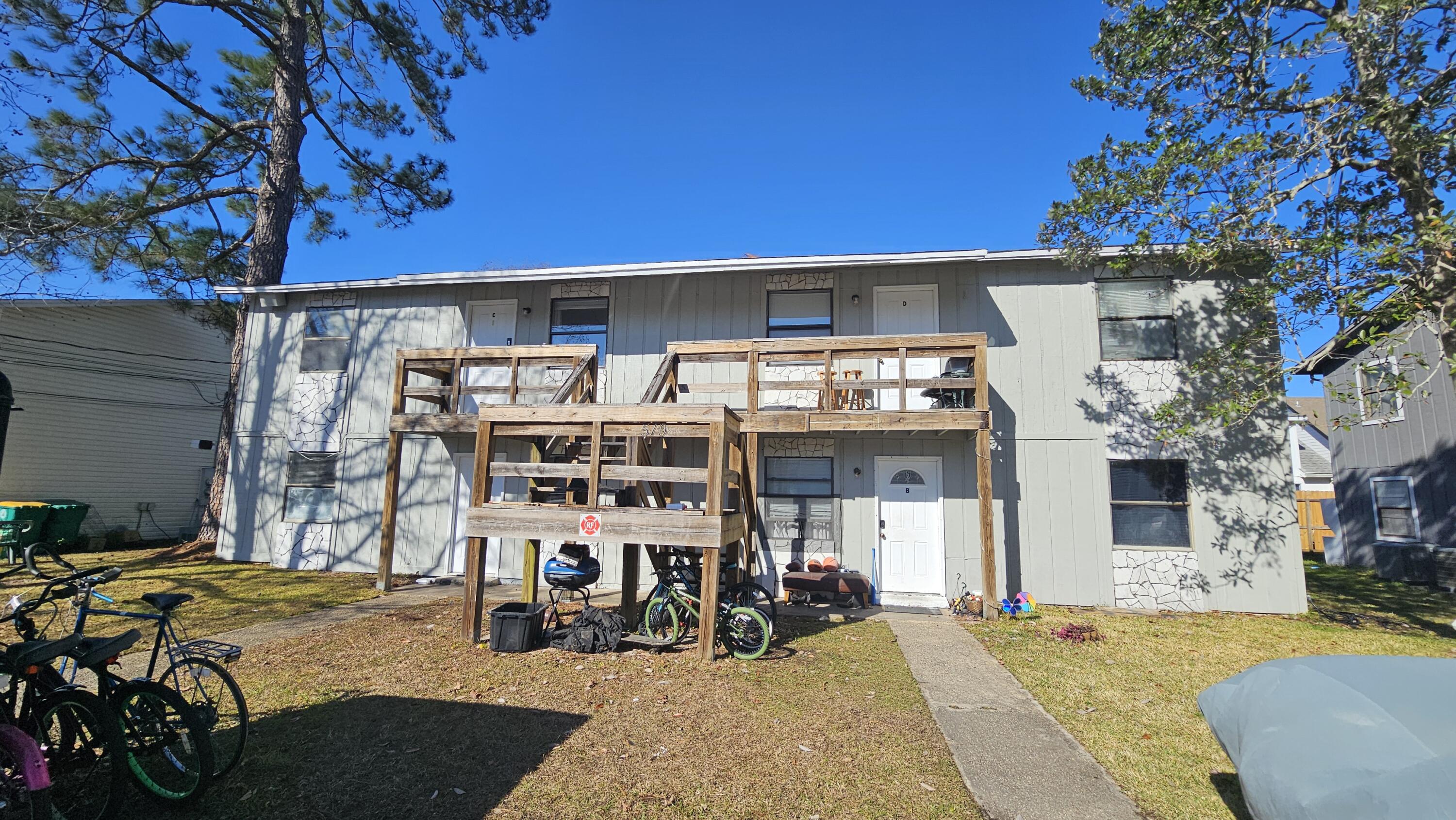 Situated in the heart of Fort Walton Beach, an incredible fourplex opportunity. This property offers 8 bedrooms and 4 bathrooms, divided into four well-designed units. Each unit features 2 bedrooms, 1 bathroom, and a practical 800 square feet of living space, perfectly suited for those seeking income potential or a savvy investment. Rent averages $1325 month, tenants pay all utilities.Every unit is crafted with convenience in mind, offering washer and dryer hookups, a private storage closet, and dedicated parking spaces--8 in total. Inside, you'll find bright and inviting interiors with well-maintained finishes, galley-style kitchens, cozy living areas, and ample natural light pouring through large windows. The property's exterior is enhanced by mature trees and low-maintenance landscaping adding to its curb appeal and easy upkeep. With plenty of room for future upgrades or personalization, this property ensures long-term value for any owner.

Its prime location puts you close to the best of Fort Walton Beachshopping, dining, schools, and entertainment are all nearby. Plus, the beautiful Emerald Coast beaches are just a short drive away, making this property as practical as it is desirable.

Whether you're looking to grow your portfolio or enjoy the benefits of a property with income-generating potential, this fourplex is an opportunity you won't want to miss. Schedule your showing today and seize this rare find!