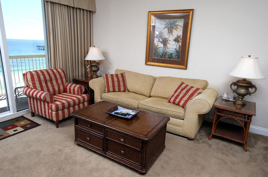 **LOW FLOOR AT CALYPSO** This 1BR/2BA unit at Calypso is in FANTASTIC condition and being offered fully furnished and ready to rent (NEW FURNITURE IN MAIN ROOM). It's always nice to have a second full bath in a 1BR unit, especially when you can sleep 6 comfortably because of the bunks. Purchase now and take over any pending rentals that are on the books for 2015! Calypso remains the only gulf front condo in Panama City Beach that is within comfortable walking distance to Pier Park.