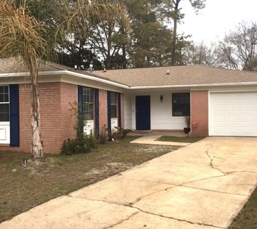 Nice looking ranch all brick home on a cul-de-sac in the heart of Niceville.This 3- bedroom 2 bath home with single car garage is located close to shopping, bases and the beautiful Beaches of the Emerald Coast.Home has indoor laundry, lots of storage, two living areas and available now. Sorry no pets allowed.