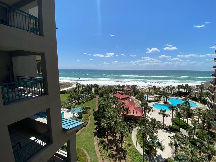 4 Bedroom/4 Bath corner unit resort home. Located on the 8th floor with spectacular views of the Gulf of Mexico and resort style pool. Additional views extend North and overlook the resort, Bay, golf course, and lakes. Each room is filled with warm, rich dcor and furnishings. Updated with elegant tile throughout the living area and kitchen, and granite counters in the kitchen and baths. The master bedroom is spacious, with private balcony looking out onto the white sandy beach and emerald green gulf, and offering an ensuite featuring a walk-in closet, his and her separate vanities, Jacuzzi tub and walk-in shower. Southwinds III is a premier, non-rental, gated community.