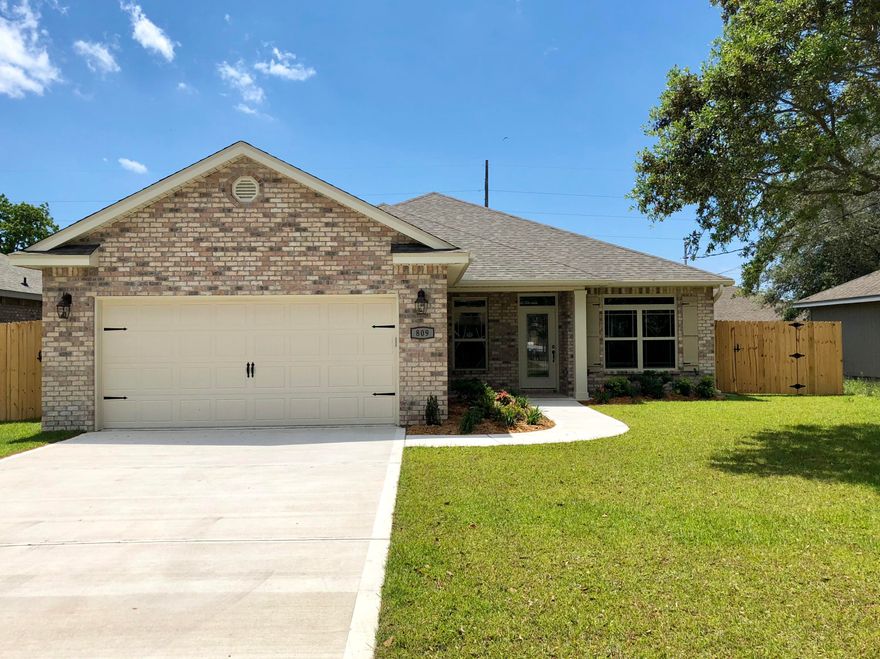 BRAND NEW HOME: As you walk into this beautiful spacious 4 Bedroom 2 bath brick homeyou will enjoy the separate dining room and beautiful kitchen with granite counter-tops. Kitchen has an spacious pantry and breakfast bar for lots of entertaining. The living room is very roomy with a french door entering into the backyard. Master bedroom has an beautiful tray ceiling, roomy walk-in closet that you enter from the bedroom. Master bath offering double vanity, garden tub and separate shower. This home is located west of Hurlburt Field with easy commute to shopping and the beautiful sandy beaches of the Emerald Coast. Measurements are believed to be correct, but Buyer should verify all measurements deemed to be accurate.