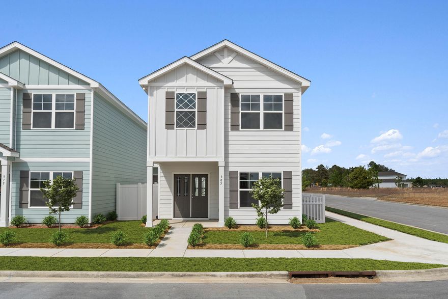 MOVE IN READY! The Baytowne with Carriage House. From the covered front porch & through the double entry front doors, you step into the comfort of your home. Make your way to the social hub of the house where the kitchen, dining & family room flow together seamlessly providing the ultimate space to entertain friends & be together with loved ones. Retreat upstairs to your master suite with a trey ceiling. Double vanity & tiled shower in the bathroom along with a walk-in closet. 2 additional bedrooms & full bath on this level with the other bedroom & bath located downstairs. Out back, you have the carriage house studio complete with a kitchenette & full bathroom. Perfect for guests or as a mother in law suite.