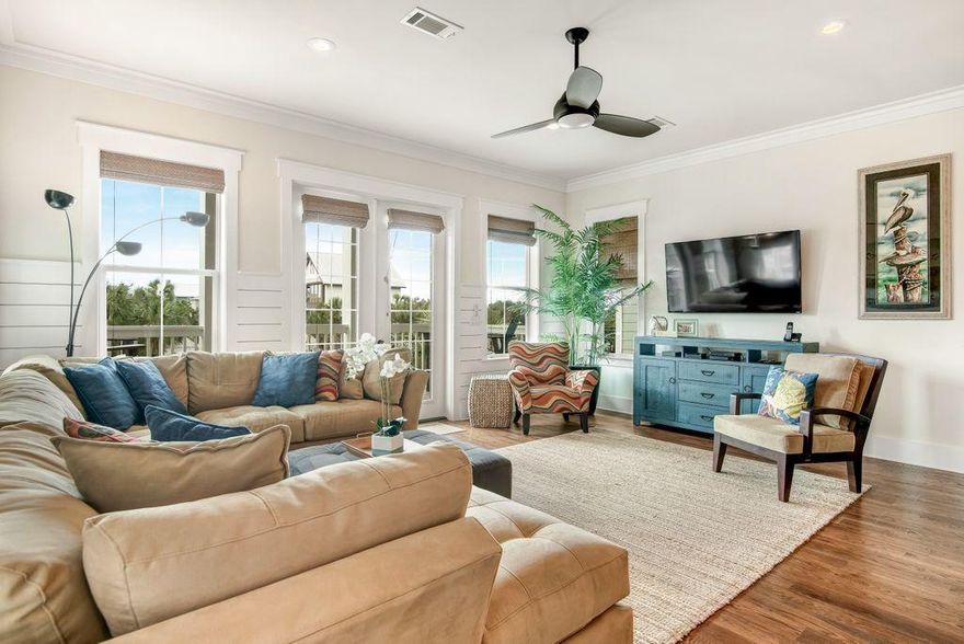 Now is the time to live the beach lifestyle and move into Seacrest to make your home or own a rental potential generator for your family! This well like-new construction home has mostly white painted wood walls with board and batten, all wood Oak flooring, expansive porches on each level, plus the huge outdoor kitchen area on third level. This home is loaded with all you need for cooking and watching the sunsets on the Beach. Bathrooms are elegantly finished with high end amenities throughout. The Chefs Kitchen has all the newest Decor appliances, great storage spaces with uplighting and gorgeous light fixtures throughout the home. Well appointed and offered for the sophisticated buyer ready to live the 30-A Lifestyle now!