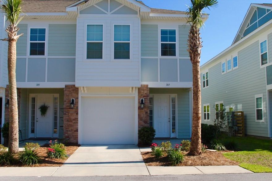 This lovely 3BR/2.5BA townhome is located in the new home community of Waterfall in Panama City Beach. The interior boasts modern touches and luxury finishes throughout such as gray vinyl wood plank floors, granite counter tops, and fresh white cabinetry. Upgraded hardwood stairs lead you to the second floor where you can find a spacious master suite complete with a large walk in closet, double vanity, soaking tub, and separate glass shower. With this end unit townhome, you are sure to enjoy spending time on the tranquil and spacious fenced- in patio overlooking the community pond.The community of Waterfall is ideally located near the beautiful white sand beaches of the Emerald Coast and plenty of shopping and restaurants at Pier Park. When you-1/2??re not spending time on the beach,