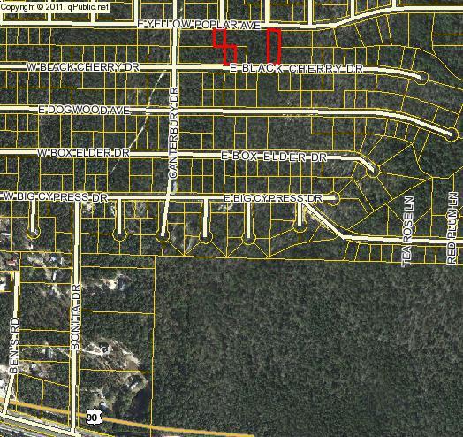 Lot is not clearly marked. Dirt road to property. There are 4 lots under the parcel ID and each lot is sold individually for $2500 each. Can buy all 4 lots for $10,000