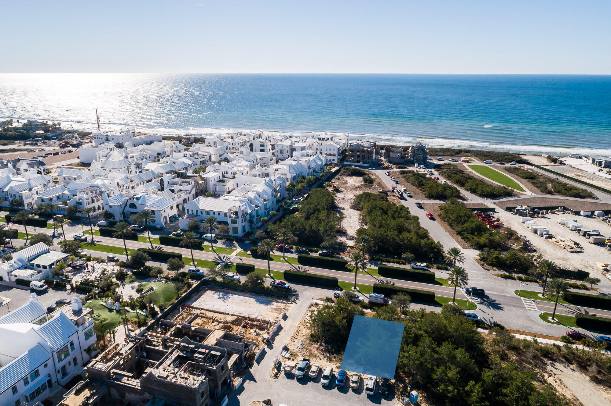 Highly sought after and very rare south facing Alys Beach homesite fronting 30A with views south towards the Gulf of Mexico. Included in the purchase price are approved plans for a custom designed Alys Beach home totaling 5,187 conditioned square feet and 8,092 gross square feet. The design includes a full third floor rooftop with pool, fire pit, outdoor kitchen, and covered/uncovered spaces all with views south and east/west along the iconic palm tree lined 30A corridor of Alys Beach. This site is located just steps from Fonville Park and Turtle Bale Spring pedestrian path which leads directly to the beach access and Gulf of Mexico.Nestled on 158 acres along the emerald waters and serene white sand beaches of Northwest Florida's Gulf Coast, Alys Beach is a New Urban community created wi