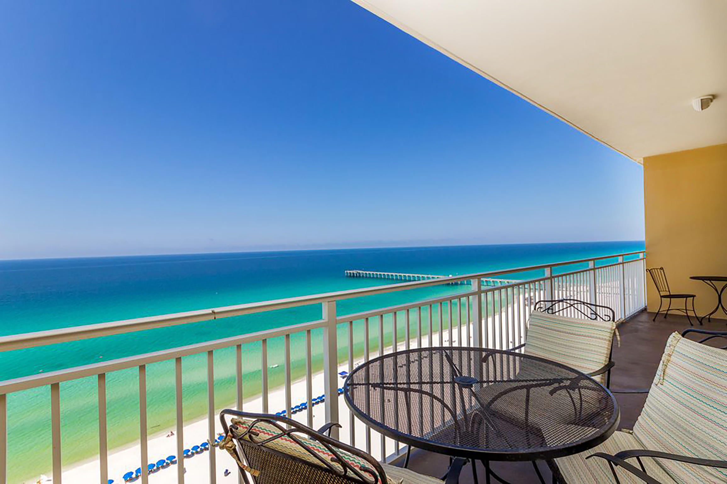 This beautifully decorated 2 bedroom beach front condo enjoys amazing Gulf Views of the sugar-white sands and the emerald waters from your large, private balcony as well as the living room, kitchen & master bedroom! This condo features a king bed in the master with balcony access & a private bathroom, a full bed in the guest room, and a sleeper sofa in the living room, sleeping 6 guests comfortably. With its breathtaking views, a convenient location, and top of the line amenities, Sterling Reef 1202 is a vacation rental money maker and great place to enjoy the beach!