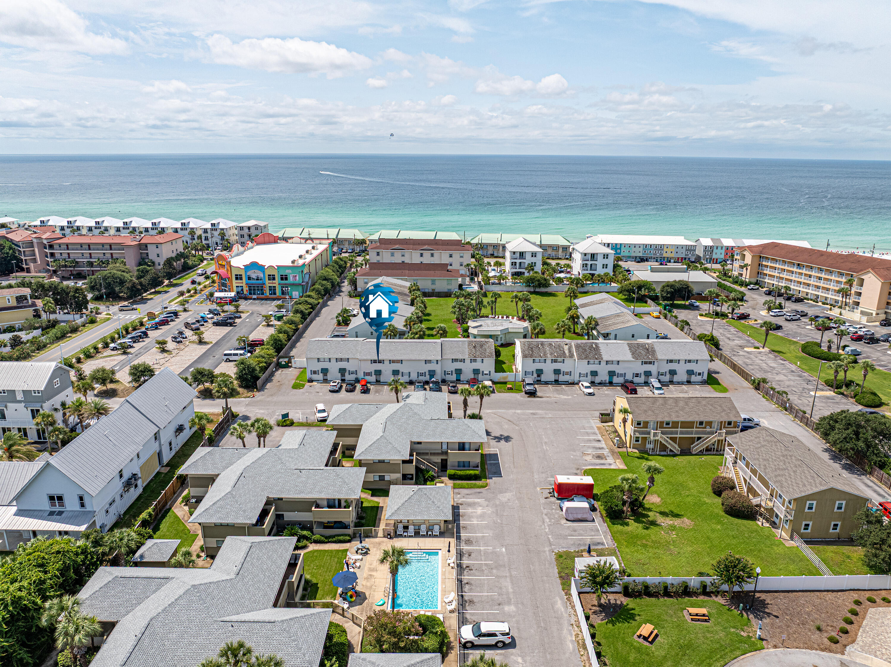 Located just a short walk from the beach, this spacious 2 bedroom, 2.5 bath townhome in the desirable Summerhouse community offers a rare opportunity to own in Miramar Beach at an unbeatable price. While the unit is in need of some TLC, it presents the perfect canvas for a new owner to bring their vision to life. Sellers are offering a painting allowance to help get you started. Priced well below every other unit currently on the market in Summerhouse, this is your chance to invest in beachside living without the premium price tag. Summerhouse Townhomes are known for their fantastic location near popular dining (walking distance to Pompano Joe's and Whale's Tale...and less than 2 miles from the famous Crab Trap restaurant), shopping (2.5 miles to Silver Sands Outlets), a fabulous scenic walking trail, ALL WITH A LOW HOA ($295 a month). Whether you're looking for a primary residence, second home, or investment opportunity, this unit is full of potential and ready for someone to make it their own!
