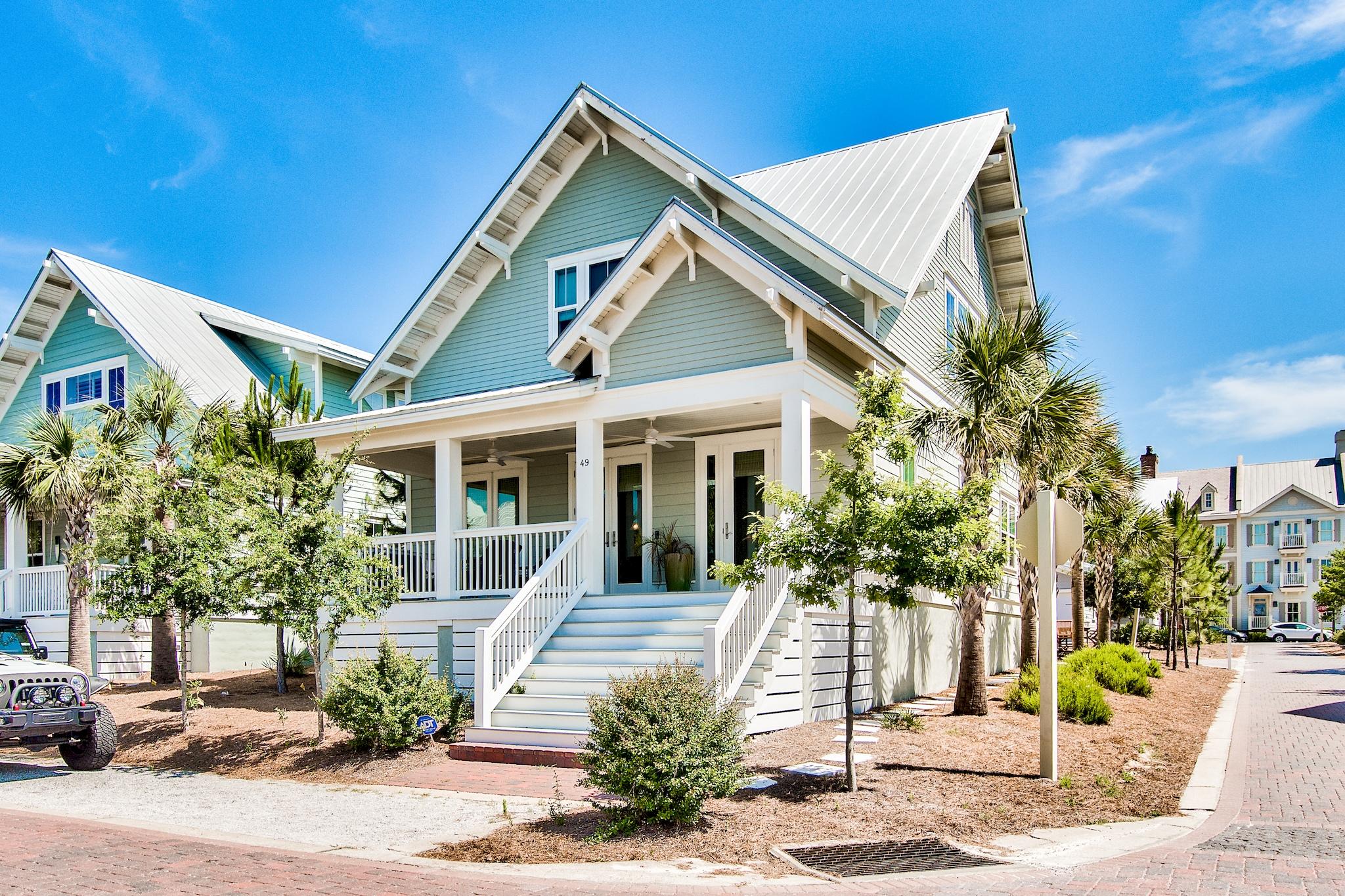 Welcome to the wonderful village of Prominence featuring the HUB, a popular enclave of restaurants, shops, entertainment, and more! This beautifully decorated home is being offered fully furnished with high end designer furnishings. Highly desirable ''Capri Plan', rental ready but never been rented and located south of 30A in Prominence. This stunning beach cottage is offered fully furnished with designer furnishings and has a coveted 2 car garage. The property comfortably sleeps 12 and features three full bedrooms, a bunk room with four built-in bunks, 3.5 baths, a detached two car garage and owner's closet. The bunk room can easily be converted into a full 4th bedroom. The home has special features, a mud room, shiplap, granite counters, an outdoor dining area, 2 outdoor showers on