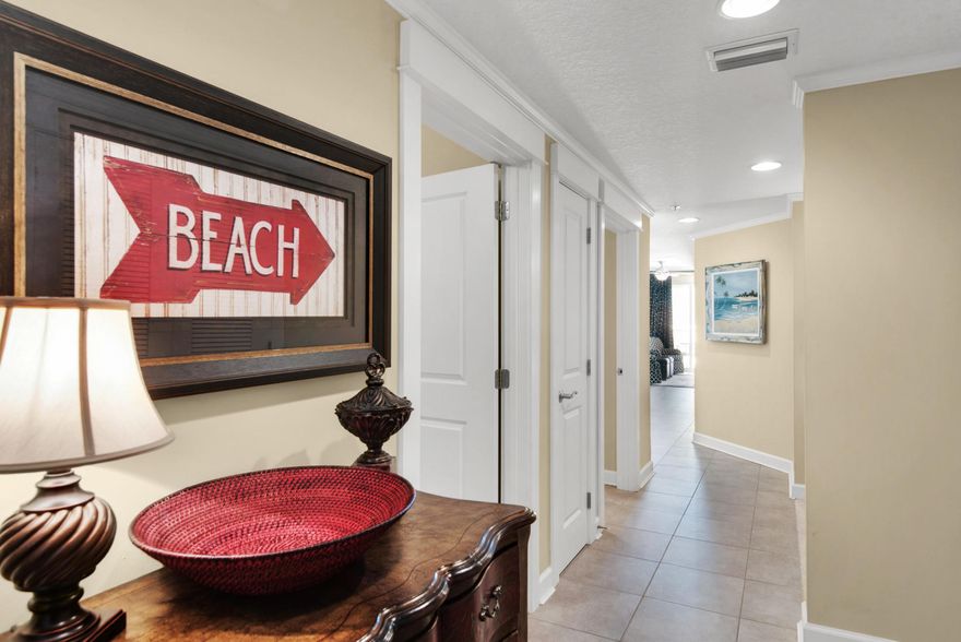 Perched on the 17th floor at Grand Panama Resort in Panama City Beach, unit 1703 is in pristine condition and features shimmering views of the Gulf of Mexico. This tastefully decorated condo has been carefully cared for and would make a fantastic investment opportunity. Expansive views of the coastline can be enjoyed from the oversized balcony that is accessible from both the living room and master bedroom. The gulf-front master suite provides you with the luxury of waking up to the calm and serene views of the emerald green waters of the Gulf of Mexico. The updated kitchen features stainless steel appliances, tile backsplash and granite countertops. Grand Panama Resort is located in the heart of Panama City Beach and features a beachfront pool, a rooftop pool, a kiddie pool, a poolside