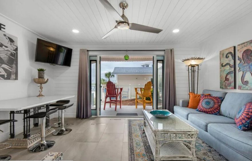 PET-FRIENDLY COMPLEX! BRAND NEW BUILDING INSIDE AND OUT!! Don't miss your chance to own this first-floor, poolside unit just STEPS to the BEACH. This highly sought-after complex just completed its required 30-year Milestone Inspection, and the $60,000 special assessment has been paid in full! The inside is completely renovated with triple bunks, a half-bath off the hallway, a custom-built king bedroom featuring a custom twin loft bed, and an en-suite bathroom. This unit is in the perfect location with the laundry and parking directly out your front door. The back french doors open to the pool and hot tub gate. Walk across the street to Pompano Joe's Seafood Restaurant or several nearby hang-out spots and coffee shops that Miramar Beach has to offer. Call today for an easy showing!