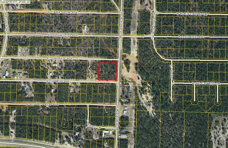 SIX OAKWOOD HILLS LOTS! -- Included in this sale are 6 lightly wooded lots in Mossy Head for a total of 1.4 acres. These lots front on three different streets -- Blue Ridge (paved), E. Cypress Ave (graded) and E. Juniper Ave (graded). That makes six lots for only $2,500 per lot! Buyer should do all due diligence with Walton County Planning Dept. to make sure these lots are suitable for their intended use. No survey