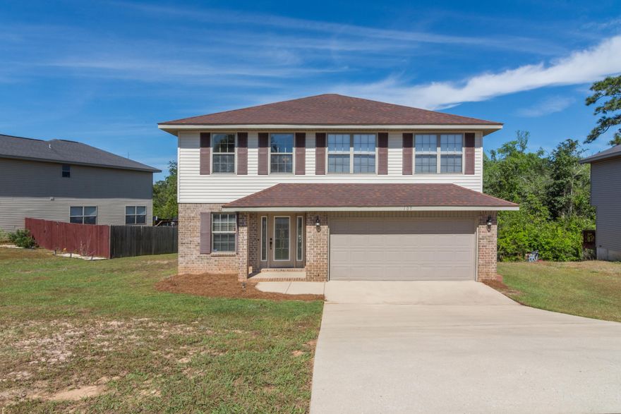 This beautiful 4 bed 3 bath home in South Crestview is ready for new owners. This home is located in an established small neighborhood with one entrance. When you enter the home you will notice the soaring ceilings and natural light. This home has an open floor plan. There is one bedroom and bathroom downstairs. Three bedrooms and two bathrooms up stairs. The appliances are newer and the kitchen has a ton of cabinet space. The master bedroom will accommodate your king size furniture. The master bath has separate tub and shower. You can relax on the back patio and enjoy the natural space behind. The back yard has fresh new sod. This home is in walking distance to Riverside Elementary and Shoal River middle school. Only minutes from shopping and Eglin AFB you will love this location.