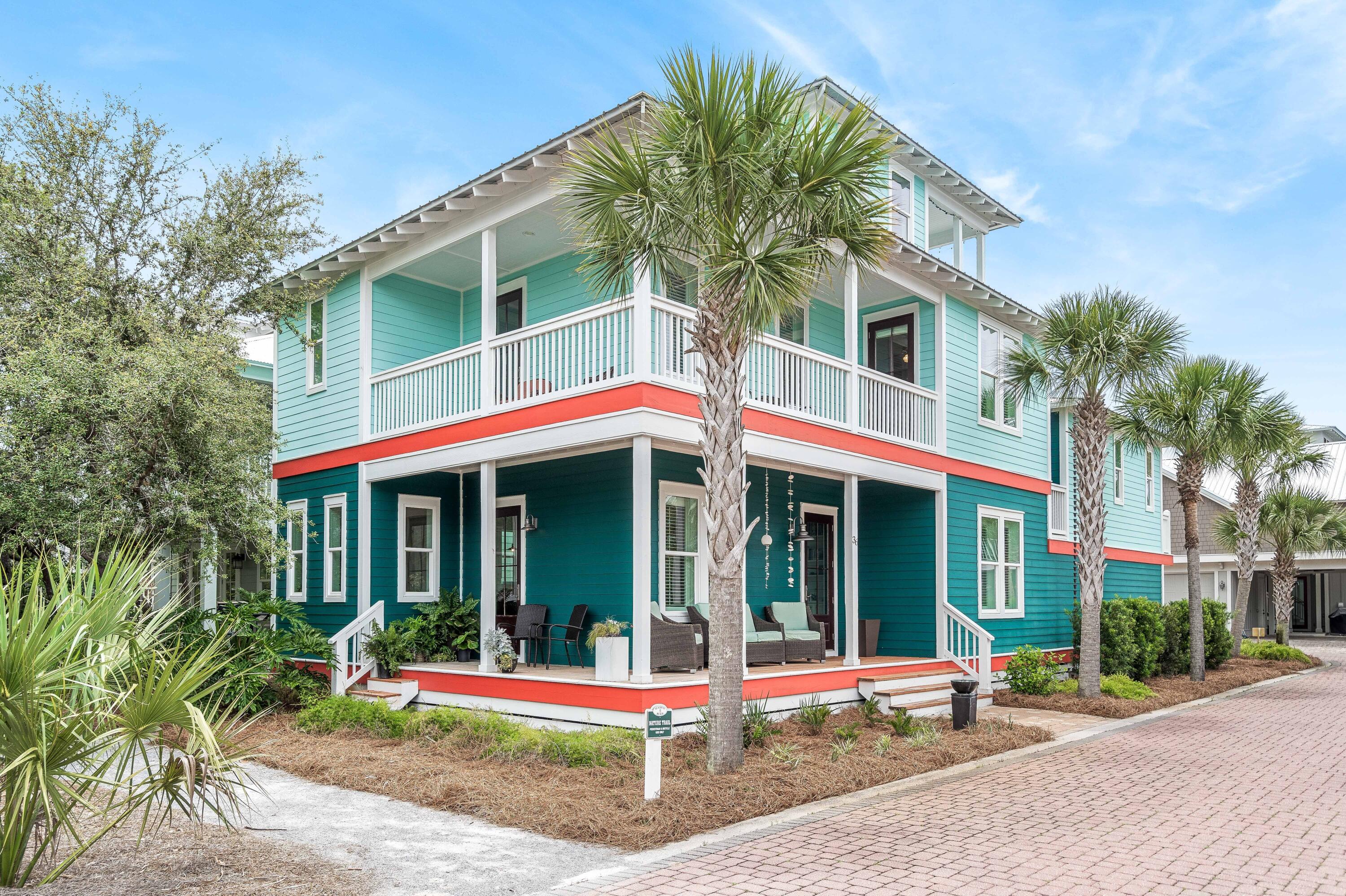 Located within the master planned community of Seacrest Beach, this 30A beach house spans three levels and over 2,700 sf of beautiful living space. Upon approaching the oversized wrap around porch which opens up to the living & dining area. The kitchen offers large pantry, a breakfast bar, and upgraded appliances. A guest room, laundry room, and bathroom complete the first floor. The large Master bedroom is surrounded by the 2nd floor wrap around porch. The master bathroom is complete with a large shower and soaking tub. The 2nd floor also offers another guest room, large bunk room, and a guest bathroom. Heading up to the third floor, you will find beautiful panoramic views of the Seacrest Beach Community. This space would be perfect for additional sleeping space or flex space.