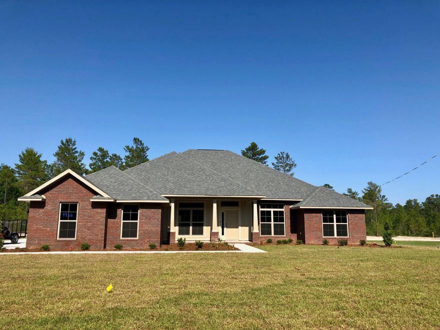 Our popular 3019sqft home sits on 1 acre with a 3-Car side-entry garage. This plan features larger bedrooms and an open design, with a beautiful kitchen that overlooks the spacious Great Room. The kitchen is adorned with custom-made maple cabinets, recessed and under-mount lighting, granite countertops, stainless steel appliances, and a large walk-in pantry. A wide Florida Room with large windows overlooks a backyard with privacy behind. This home is energy efficent with a 14 seer HVAC and low-E vinyl windows. Nichols Creek has easy access to I-10, and the sugar-sand beaches of Navarre are less than a 30-minute drive away!Thomas Homes was the winner of multiple Parade of Homes awards in 2017, and has been claim-free since 1993!