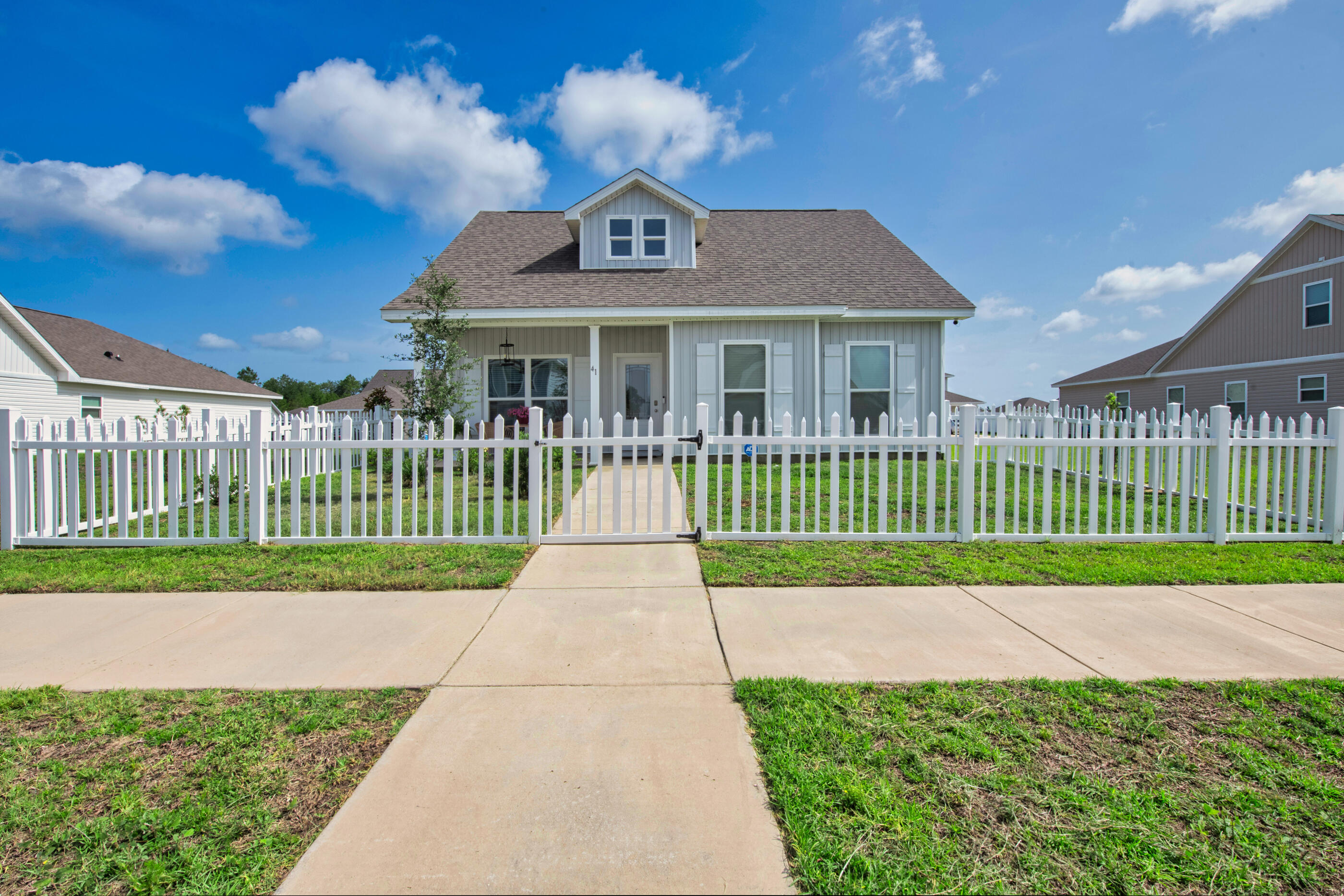 Welcome to the warm and inviting community of Owl's Head East conveniently located just off of Hwy 331 in the fast emerging city of Freeport. This recently built single story 3 bedroom 2 full bathroom house is move-in ready, boasting a dining room, kitchen with a pass-through window, fenced in front yard, rear entry garage, covered front and rear porch, stainless steel kitchen appliances, dual vanities and walk-in closet in primary bath, as well as LPV flooring all throughout. The listed photos showcase the curated interior design of the current homeowner, who is passionate about her work as an interior designer. Community features include a spring fed lake as well as paved walking trails around the neighborhood area. Where comfort meets connection, Owls Head is just 25 minutes from the beaches of Destin and Fort Walton Beach. For the culinary adventurer, the coast offers a rich variety of dining experiences to explore..
Buyer(s) are responsible to personally verify all details for property and dimensions. Any information contained in this listing is believed to be accurate but is not guaranteed.