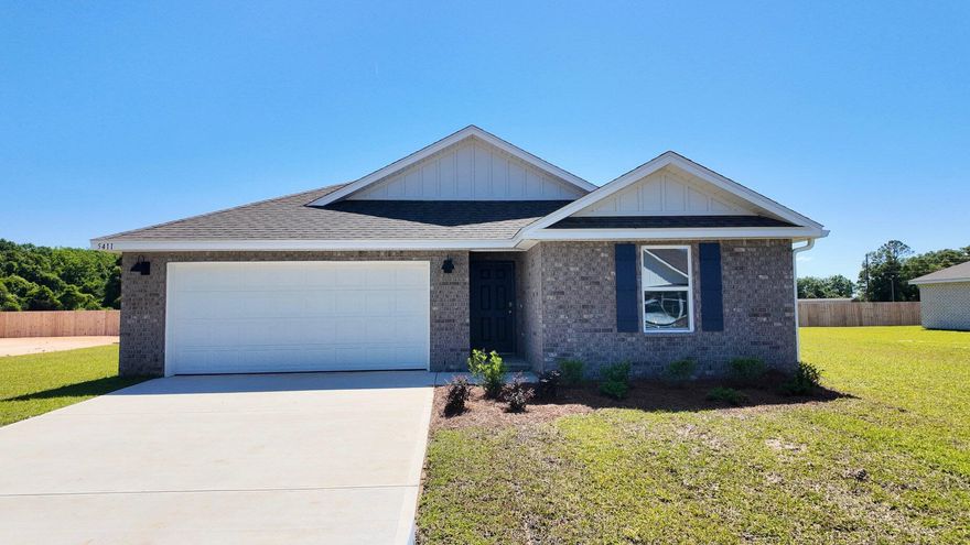 BRAND new Community, Charlie Day Estates is just minutes from shopping, dining, schools, and a short trip on SR-85 from the pristine beaches of Destin, Navarre, and Pensacola. The all brick 'Lakeside' Model is a FABULOUS highly desirable floorplan with a relaxed OPEN concept, no wasted space, 5 beds, 3 baths, nice 12 x 9 covered back patio & 2 car garage. Well-designed kitchen, GORGEOUS QUARTZ countertops, all stainless appliances, smooth top range, quiet dishwasher, built in microwave, roomy dining area & more. Striking wood-look flooring, plush carpet in the bedrooms. Fabulous amenities. Hurricane window protection & the Smart Home 'Connect' System has several convenient devices: Amazon Echo Dot, Smart Switch, a Honeywell Thermostat, and more. Stylish exterior gives Awesome curb appeal.