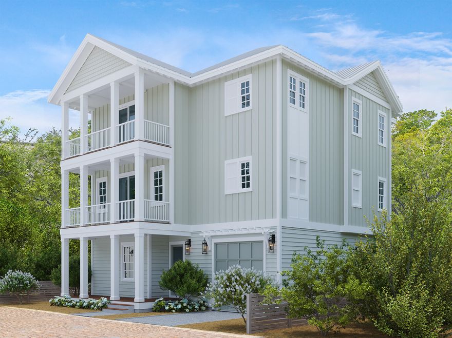 Lovely Lilac Plan LOT 38/155 GRAYTON BLVD complete with gorgeous 'furnishings' in The the Village at Grayton Beach. Live your best beach life in Grayton Beach with over 3,400 SF while enjoying 4 bedrooms 3 full bathrooms 2 additional powder rooms. Three story home level 1 includes two bedroom layout with jack and jill bathroom & TV area perfect for hanging out. Level 2 is the main hub with a chefs kitchen and expanded living with cozy fireplace and plenty of space for entertaining. There's an additional corner area for gaming or large get togethers.This level has dining for ten and a breakfast bar perfect for breakfast or having a snack. Master suite is located on Level 3 with sectioned beamed ceiling & huge master bathroom. There is also additional guest bedroom and fabulous common area All images, designs, landscaping, interior finishes and furnishings depicted herein are artist's conceptual renderings, which are based upon preliminary development plans that are subject to change without notice. All such materials are not to scale and are shown solely for illustrative purposes.