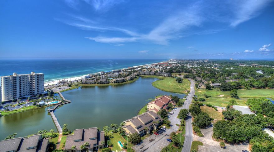 Breathtaking views of the gulf day and night from this 3 bedroom/3 bath 23rd floor unit! This west end corner unit features 10ft. trayed ceilings in the living area, stainless appliances, granite countertops, tile floor in the living area and engineered wood in the bedrooms. Ariel Dunes amenities include a fitness center, meeting room, two large pools, and deeded beach access. Located within Seascape Resort, owners and guests enjoy gated entrance, 18-hole golf course, tennis, conference center. Beautifully furnished and rental ready! All dimensions to be verified by the buyer.