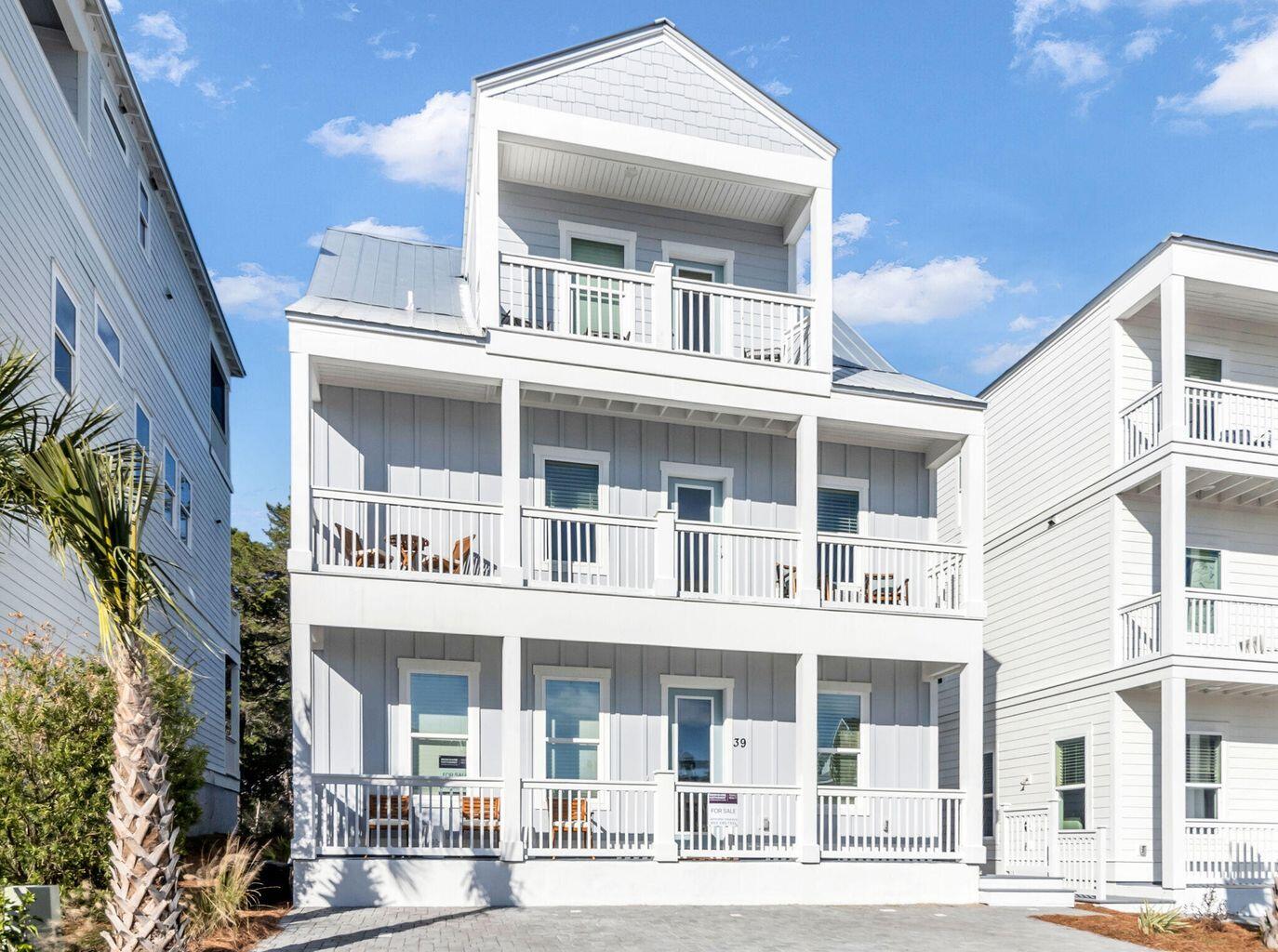 *OPEN HOUSE IN MODEL HOME LOCATED AT 415 DOLPHIN DR. SANTA ROSA BEACH: AUG 28TH-30TH, 11:00-4:00*Discover this beautiful 3-story beach home perfectly positioned in Serenity at Dune Allen, just steps from the sugar-white sands of the Emerald Coast. Backing up to a peaceful conservation area with no rear neighbors, this fully furnished and turnkey property is move-in and rental ready. High-quality furnishings, tasteful dA(c)cor, large flat-screen TVs, small appliances, and complete kitchenware are all included.The first-floor features soaring 10' ceilings, an open floor plan, a gourmet kitchen with quartz countertops, a spacious master suite, an additional half bath, and a large screened-in back porch. On the second floor, you'll find two bedrooms with king beds and two full bathrooms, plus two hallway bunk beds. The third floor offers a spacious loft with a bunk room (4 bunks) and a full bath. Every floor provides balcony access with tranquil views.
LVP and tile flooring throughout ensure both beauty and durability. Custom tile showers. The 3-car driveway allows ample parking for a golf cart and vehicles. With short-term rentals permitted, this property makes an excellent primary residence, second home, or income-producing investment.
Serenity at Dune Allen is located directly across from the Dune Allen Beach access and close to popular 30A dining, shopping, and entertainment.