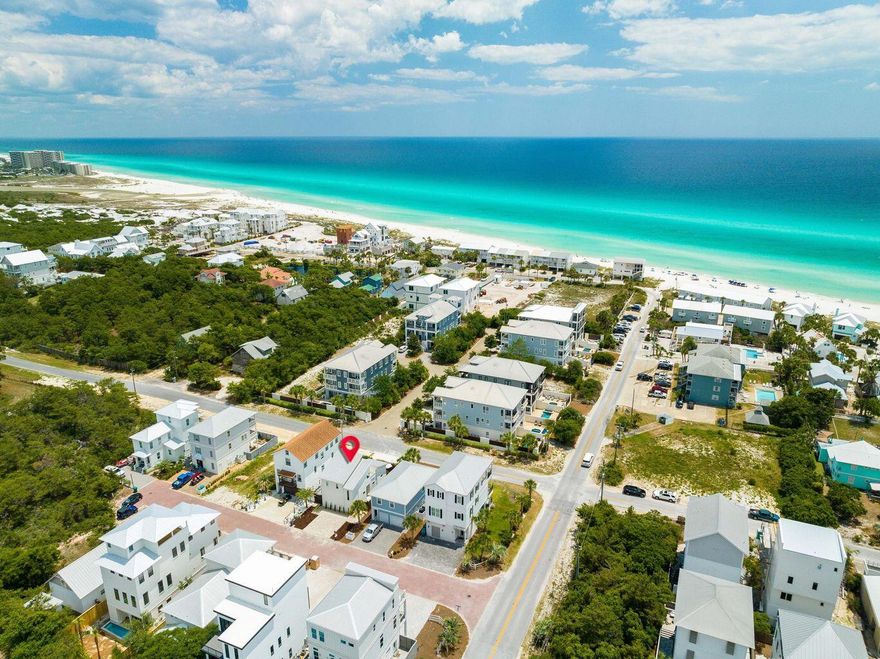 Located 800 yards from a no hassle public beach access this home is perfect for the year-round resident or investor. Take your fishing gear in the beach cart and walk a short 2 minutes down the road straight onto the less populated white sands of the Gulf of America. Hop on a bike and take the back roads on Inlet Beach straight into Rosemary Beach without having to get on hwy 98. Take the same route to bike over into 30Avenue for pizza at Amici, tacos at Amigos, or donuts from The Donut Hole. Instant equity in this home as Inlet Beach keeps growing with shopping, restaurants, and medical facilities. Step inside and be greeted by an open concept floor plan with chef's kitchen featuring professional grade KitchenAid appliances, tiled backsplash, under cabinet lighting and new pendant lighting over the island. A newly added dining room with banquette seating and an open living room offering all new
furnishings, wallpaper and accessories. The home offers two master suites with walk in closets, Custom draperies adorn the windows and designer wallpaper adding a new elegant touch to the interior. The owner has furnished the 2 master bedrooms with all new furnishing and custom bedding. The carpet in these two master suites has been replaced with a commercial grade polypropylene carpet for ease of cleaning and stain resistance. Upstairs you will find a new 3rd bedroom with built in bunk beds with USB outlets, wall sconces and wall mounted television. There is an open loft area with 2 twin beds which makes this home live like a 4 bedroom that can easily sleep 8. 
The home boasts a brand-new paver driveway and beautifully landscaped yard featuring back yard paver addition as well and new plantings. Come and check out this beautiful beach home!