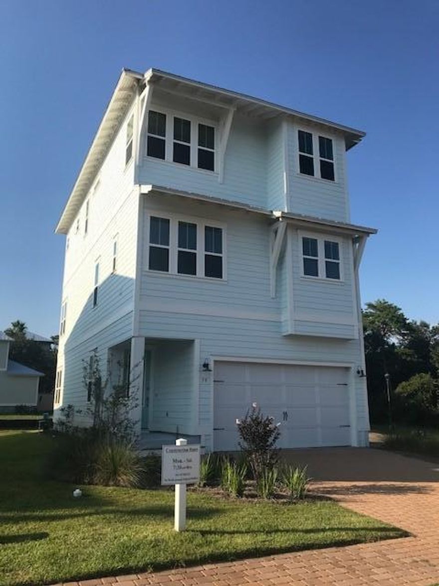 PRICE REDUCED FOR CLOSEOUT OF SELLER'S INVENTORY IN HIGHLAND PARKS. The Captiva plan is our only three story with the kitchen, dining and living areas on the second floor and the bedrooms on the third floor. There is a large room on first floor with a closet and bathroom just outside its doors that could be the 4th bedroom if you need a bedroom on the ground level. This home has an ELEVATOR for easy access to each floor. Rare to find a home with a two car garage on 30A for this price. There are three public beach accesses within about a mile of the neighborhood with paved parking and restrooms. This home has granite throughout, hardwood floors throughout, no carpet; white subway tile for kitchen backsplash, and upgraded tile in all baths and laundry room