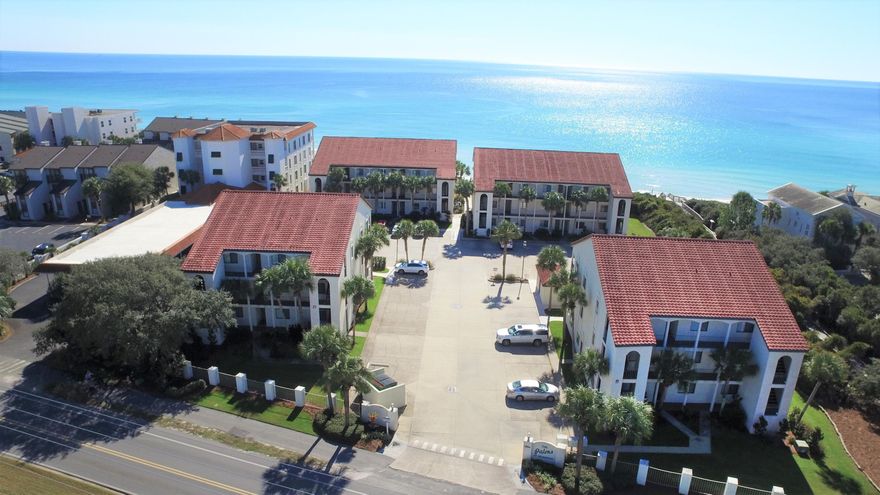 Enjoy gulf views from this End unit condo located South of 30A just a short bike ride from Seaside. The Palms at Seagrove is a popular vacation destination and offers a community pool and private Beach Access. This Powerhouse Rental is fully furnished with a history of strong rentals. It's ideal location in Seagrove Beach is just a short walk to dining, shopping and miles of bike and jogging trails.You will love the spaciousness of this one bedroom condo with raised ceilings, two full baths, bunk beds and a covered balcony with gulf views.Units in this development rarely come on the market. Don't wait! Be sure to check out the Aerial Virtual Tour under the Photos Tab.