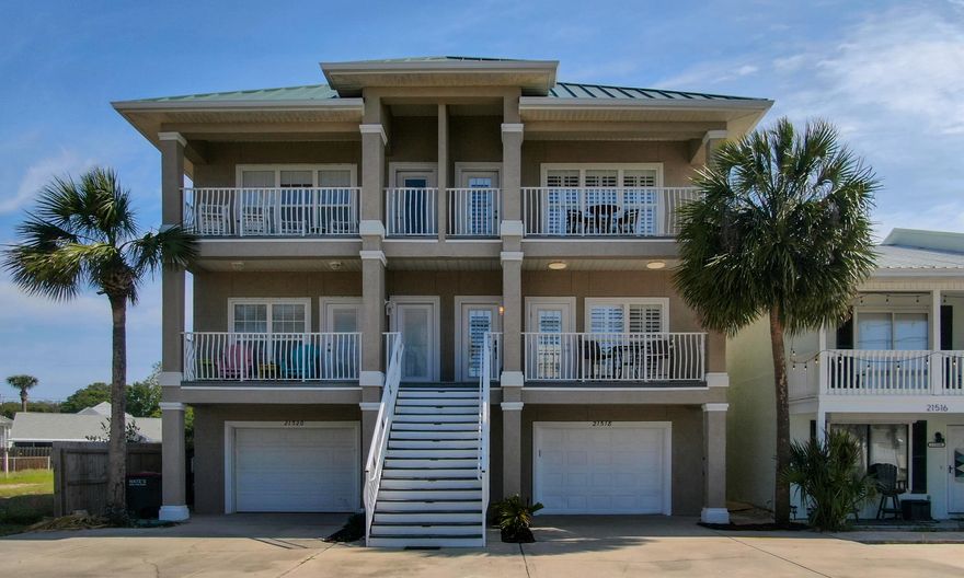 Perfect location! Large beach home with no HOA fees and an elevator. This home is located on the quiet West End with beach access across the street, and it's close to food, shopping and fun, only 4 miles to Pier Park and about 10 minutes to 30A experience. This home features tile flooring throughout, except carpet on stairs, beautiful crown molding, and balconies on the 2nd and 3rd levels. The 1st floor you will find an oversized single car garage with room for a golf cart and an in-law suite, it's a lock-out with its own kitchen, full bath and access to the rear patio and backyard.  You will find an additional bedroom and full bath on the 2nd floor along with a fantastic open floor plan hosting the living area, dining area and kitchen. The kitchen has granite countertops see more