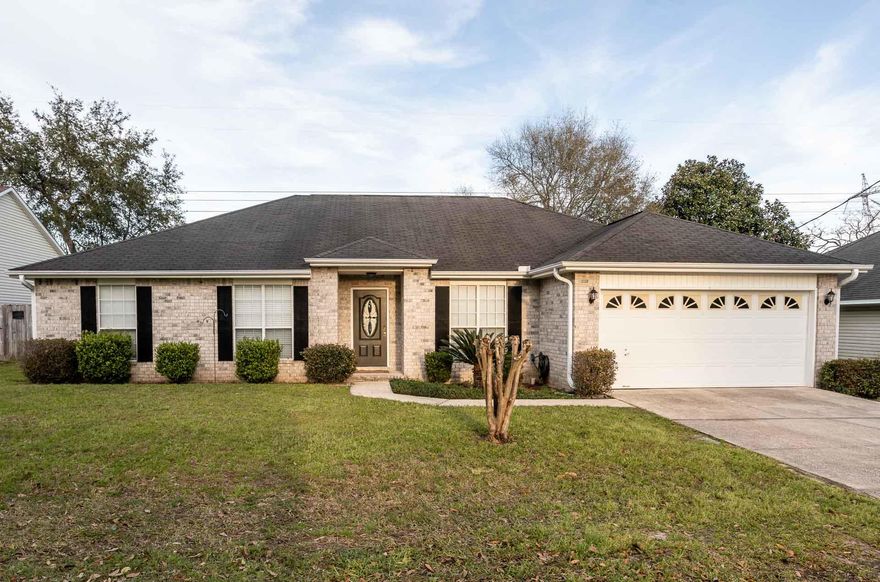 Welcome to this one owner, well maintained home in a sought after South Crestview neighborhood. Location is very convenient to military bases, Hwy 85 & I-10. Sitting on a .44 acre large flat lot with a fenced in backyard. Brick front Home features 4 bedrooms, a Florida room, Formal Dining room, Family room with vaulted ceilings, and a fireplace, stainless steel appliances, fresh paint and new flooring throughout the living area and all bedrooms. No carpet anywhere! The kitchen has plenty of cabinet space, a center island, great storage, solid surface counter tops, large pantry and an eat-in breakfast area. The master bath has a huge walk in closet, soaking tub, and a separate shower. No neighbors behind you! New HVAC 2015. All measurements should be verified by buyer.