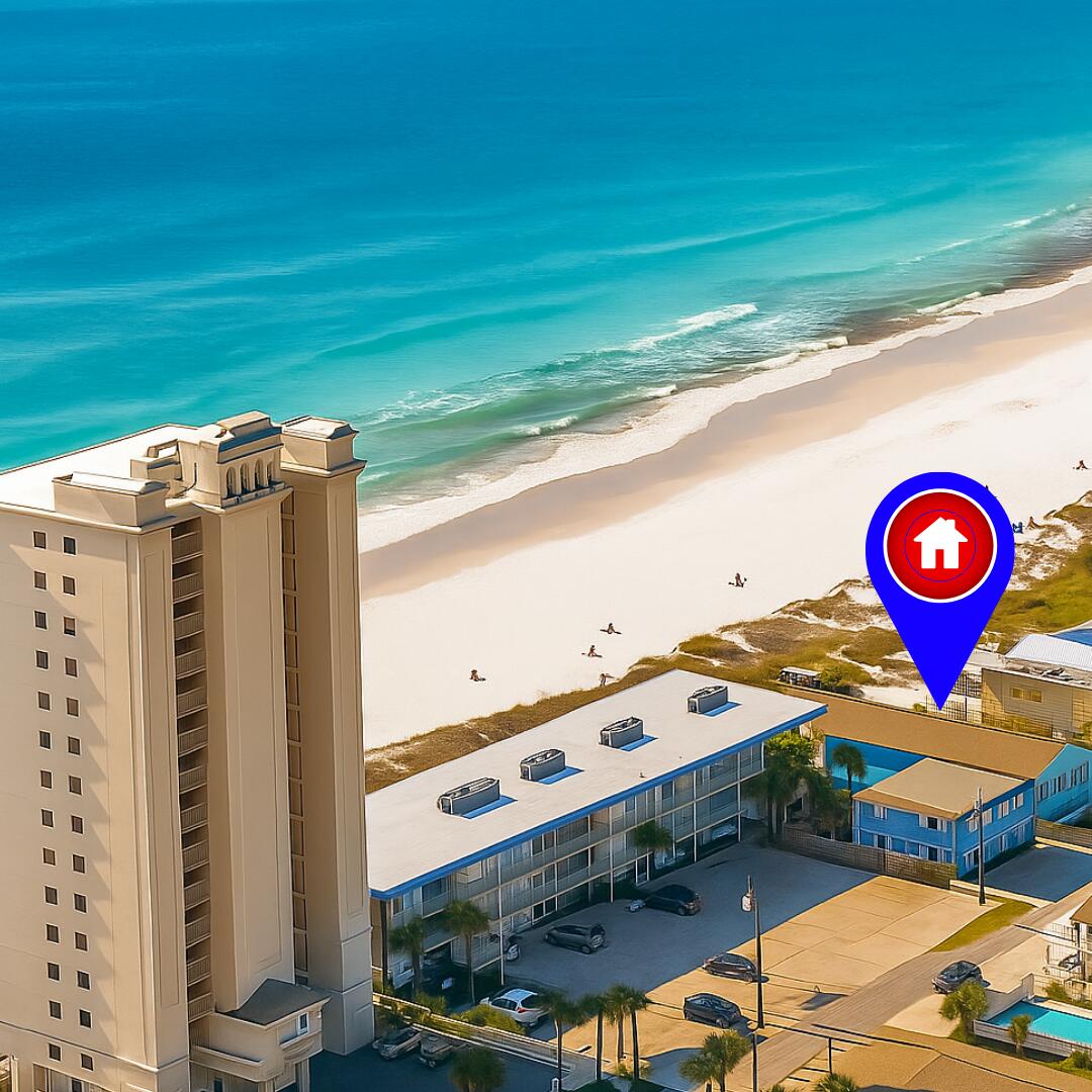 Enjoy the best of coastal living in this turn-key condo just steps from the beach in Panama City Beach. This ground-level unit features a king-sized bed, tile flooring, and a beautifully tiled walk-in shower. The fully equipped kitchen provides everything you need to prepare meals and host family or friends.The complex has a beachfront pool with direct access to the Gulf. From the pool deck, enjoy wide-open views of the water--east, west, and straight ahead. You can even look back toward the unit to appreciate how close you are to all the fun. Located in proximity to popular restaurants and entertainment, this condo is positioned for convenience and enjoyment. Some locals even say the best pizza in PCB is nearby! With direct pull-up access to your front door, this beachside condo offers a rare blend of simplicity and location. Onsite property management helps create a seamless experience for guests. This makes the unit an appealing choice for those considering it as an investment property. Whether you're looking for your own personal escape or a relaxing retreat for loved ones, this coastal gem offers a truly special setting!