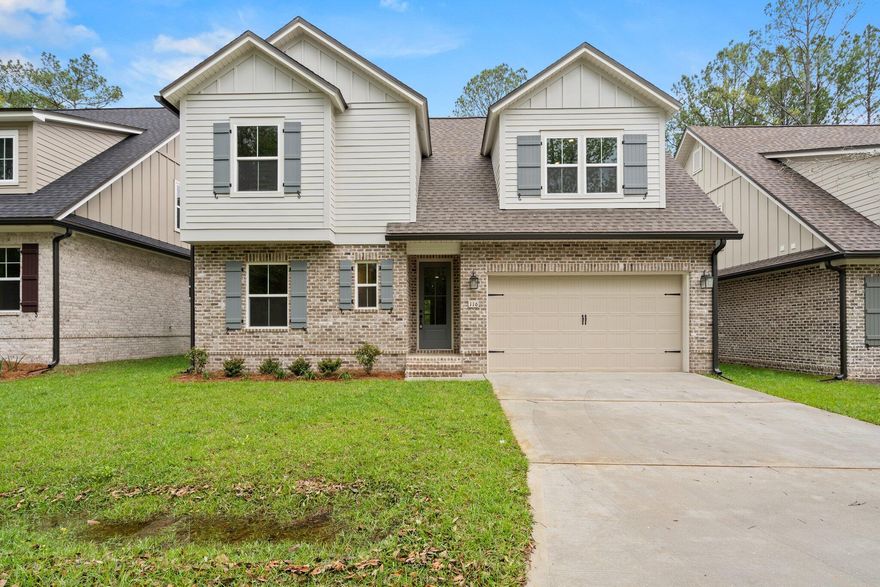 116 Laurel Oaks Dr has 2278 sqft with 4 bedrooms plus a flex room, a very spacious loft area, and 2.5 baths and 2 car garage. Interior finishes include 9 ft ceilings, laminate, tile, and carpet floor coverings, brushed nickel fixtures, and a double vanity and walk-in closet in the master bath. Some of the upgrades include 8' interior doors and cased windows on the first floor, large tiled shower in the Master bath, crown molding in areas, floor plug in the family room, laminate in the flex room, backsplash in the kitchen, tray ceiling in the master. Photos are from when it was built. Home is complete with window treatments, refrigerator, vanity mirrors and fenced back yard.