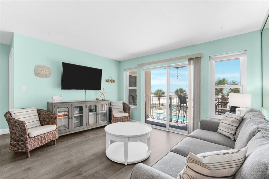 You'll enjoy fantastic pool and Gulf of Mexico views from this second floor 2 bed/2 bath unit.  Tastefully decorated in beach decor, this condo offers plenty of living space, a great kitchen, amazing views from the living area, and a large balcony for those times you want to sit outside and enjoy the Emerald Coast.  Located in a gated community on the sought after area of Holiday Isle, Poolside Villas is a favorite of beach goers and vacationers alike.  Make you appointment today to see this wonderful unit.